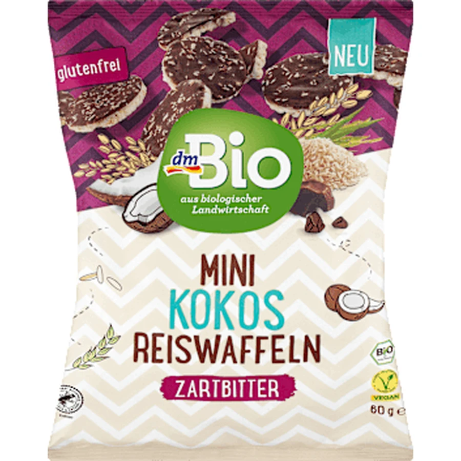 dmBio Mini-Reis-Crispies mit dunkler Schokolade, 60 g