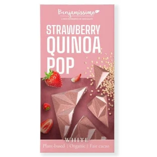 Weiße Bio-Schokolade mit Erdbeeren und Quinoa, 60 g, Benjamisimo