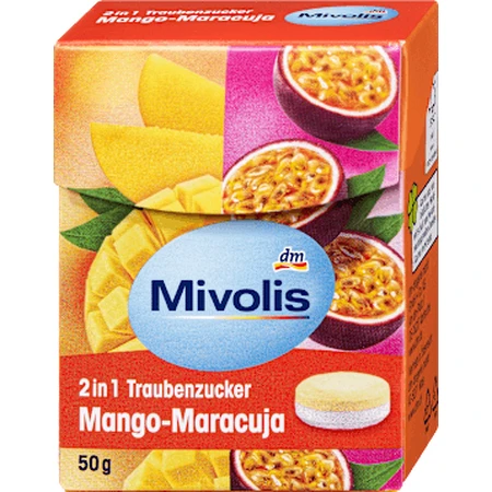 Mivolis Dextrose 2 in 1 Mango Passievrucht, 50 g