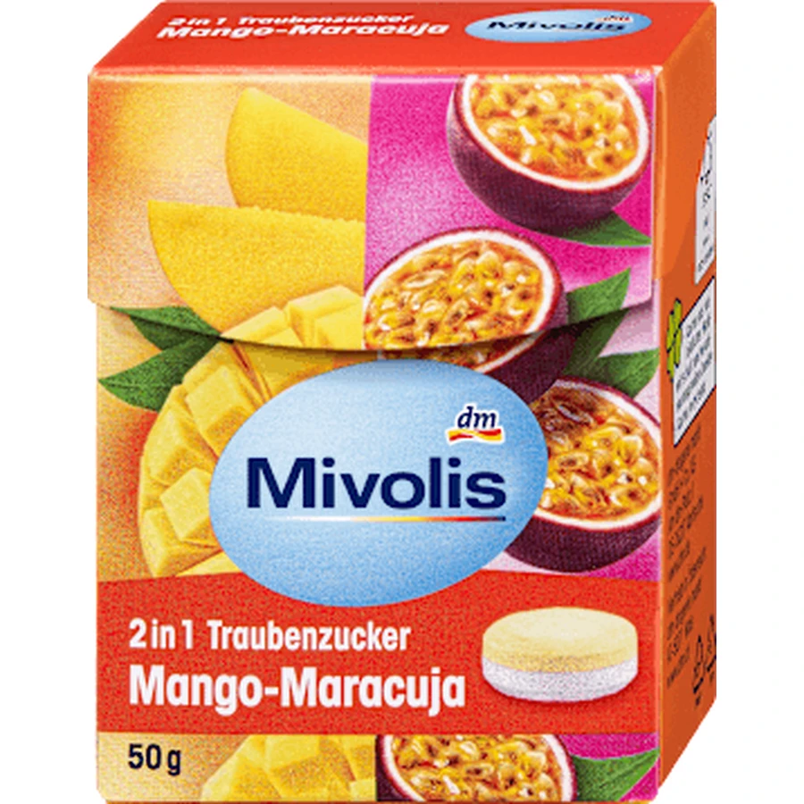 Mivolis Dextrose 2 in 1 Mango Passievrucht, 50 g