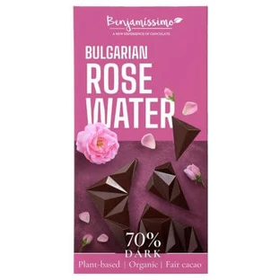 Biologische 70% pure chocolade met rozenwater, 60 g, Benjamissimo