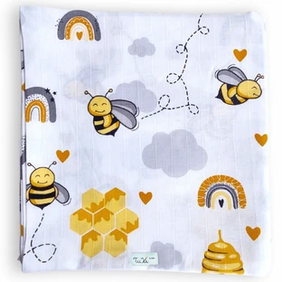 Große Musselin-Decke, 120x120 cm, Bienen, Tuxi