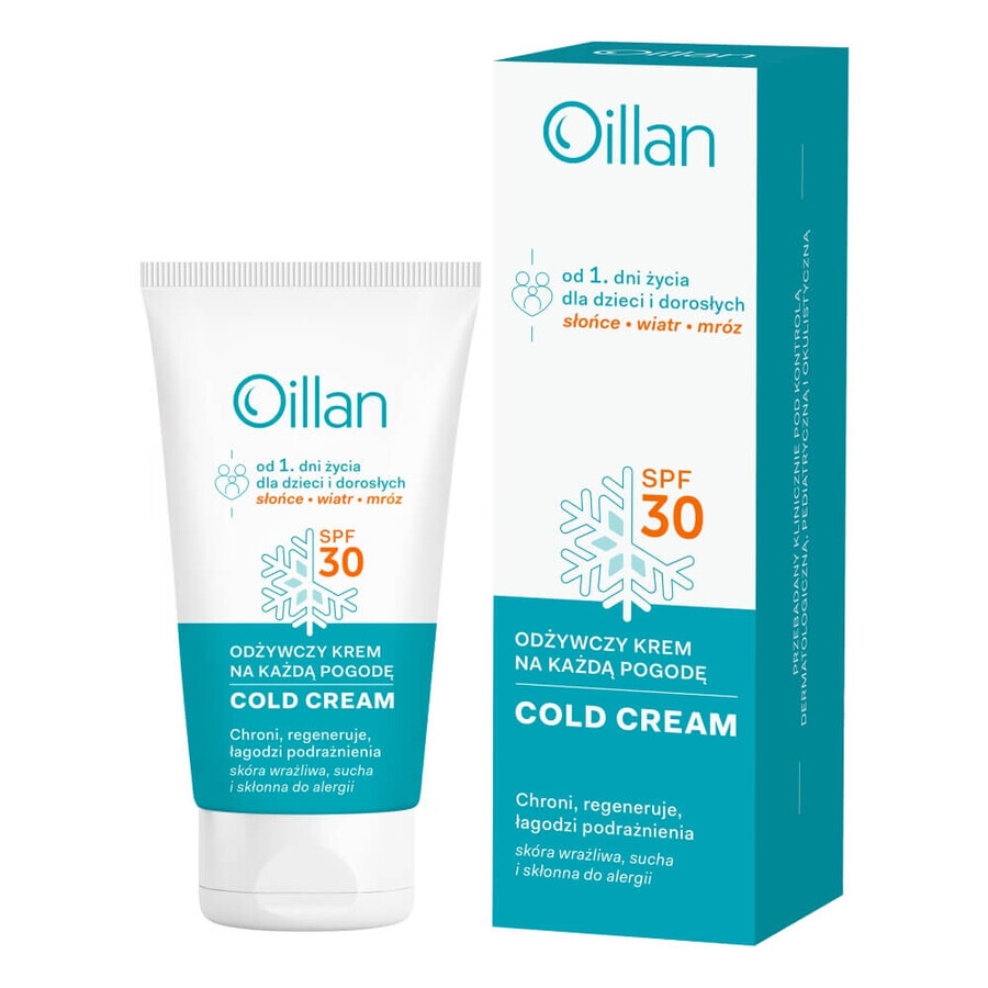 Oillan Cold Cream, voedende crème voor alle seizoenen, SPF 30, 50 ml