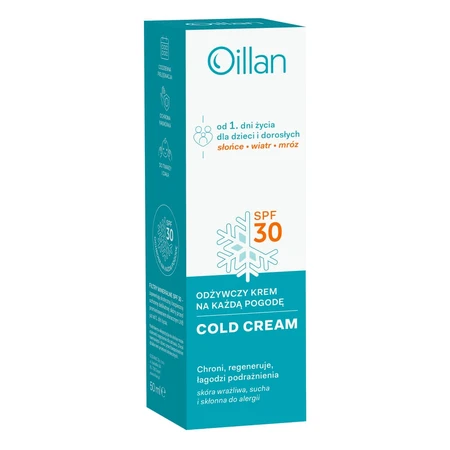 Oillan Cold Cream, nourishing cream for all seasons, SPF 30, 50 ml