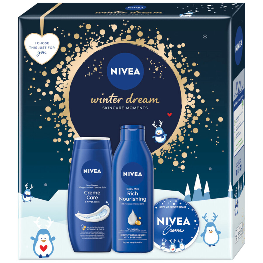 Set Nivea Winter Dream, douchegel 250 ml + bodymilk 250 ml + crème 75 ml