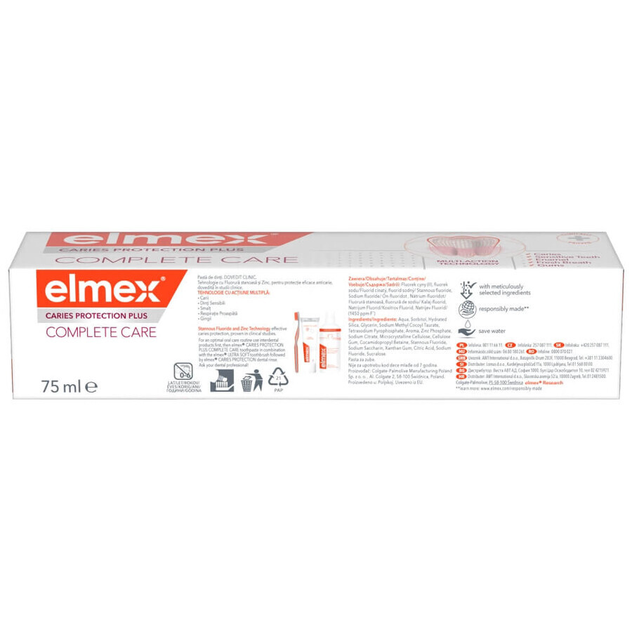 Elmex Caries Protection Plus Complete Care Toothpaste, 75 ml CONTAMINATED PACKAGING