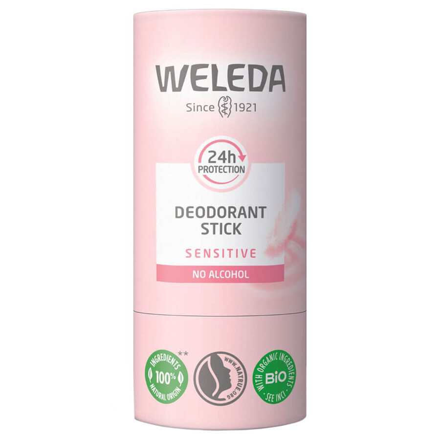 Weleda, deodorant stick for sensitive skin, alcohol-free, 50 g