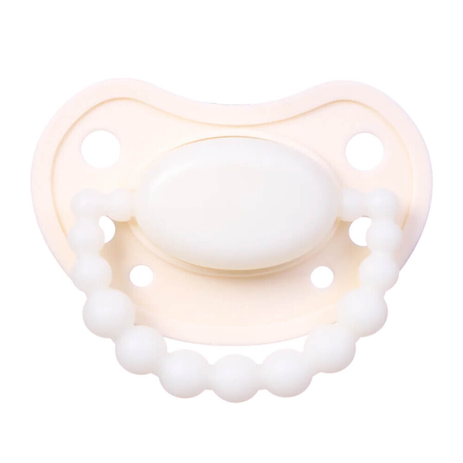 Luu Kids, chupete, posicionamiento, silicona, brilla en la oscuridad, American Cream Glow, 3-6 meses, 1 pieza