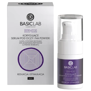 BasicLab Esteticus, sérum correcteur pour les yeux et les paupières avec 0,03% de rétinal pur, pour la nuit, 15 ml