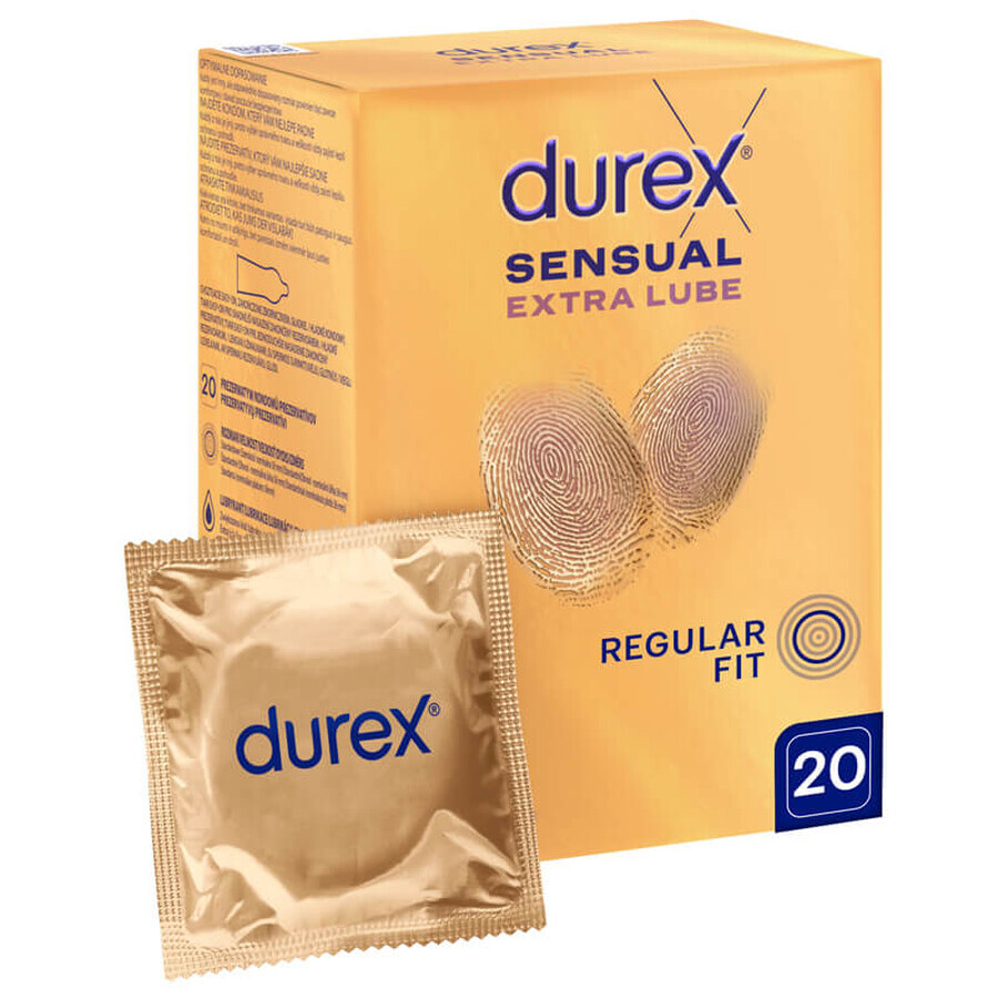 Durex Sensual Extra Lube, prezervative extra lubrifiate, 20 buc.