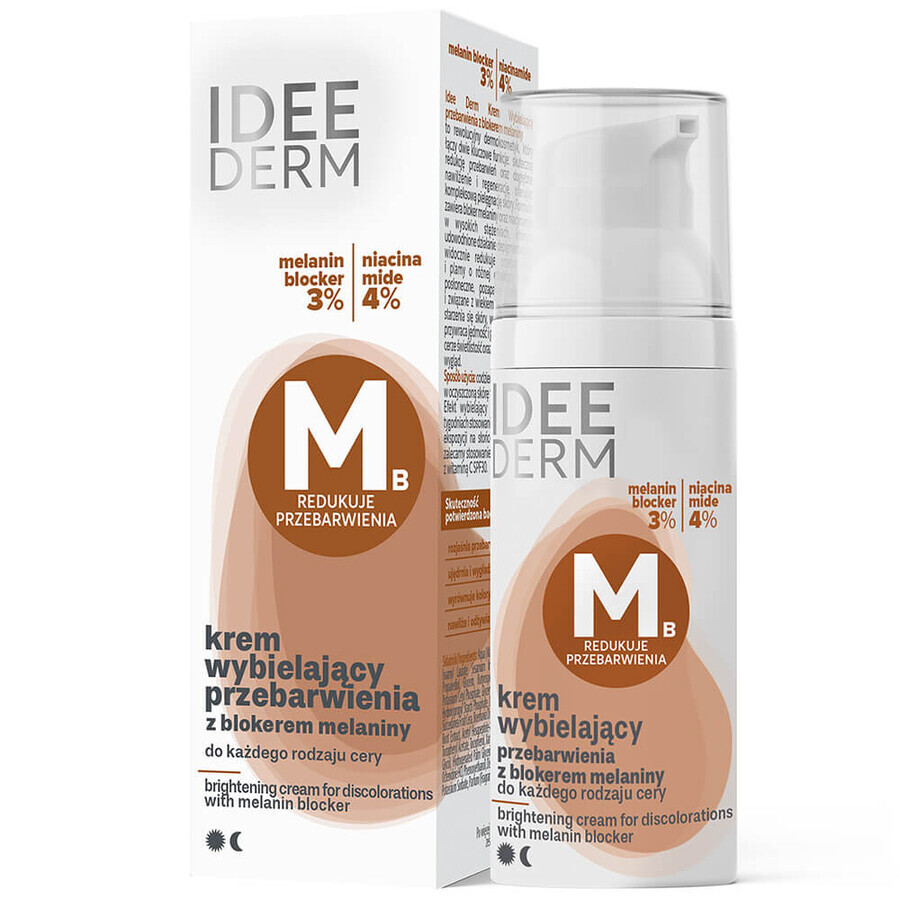 Idee Derm, crema sbiancante per le imperfezioni con blocco della melanina, 50 ml