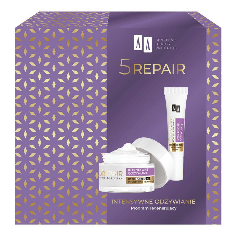 Set AA Age Technology 5 Repair 70+, gezichtscrème 50 ml + oogcrème 15 ml