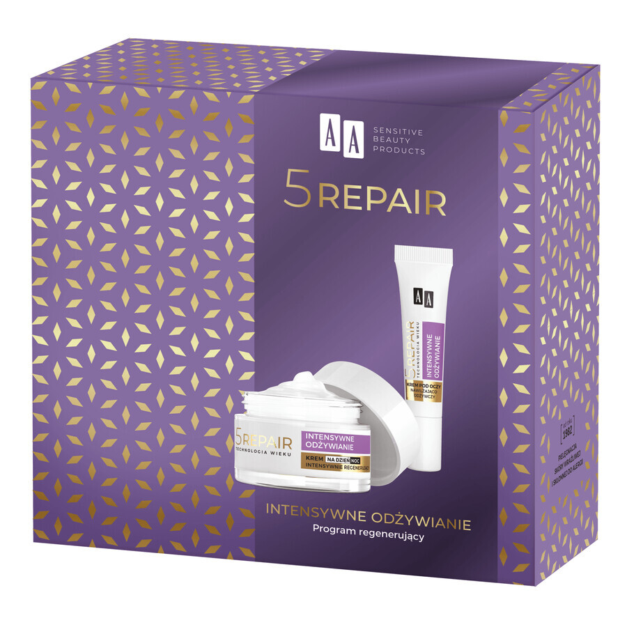 Set AA Age Technology 5 Repair 70+, gezichtscrème 50 ml + oogcrème 15 ml
