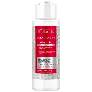 Bielenda Colágeno Estimulador de Juventud, agua micelar limpiadora y exfoliante hidratante y regeneradora, rostro, ojos, labios 400 ml