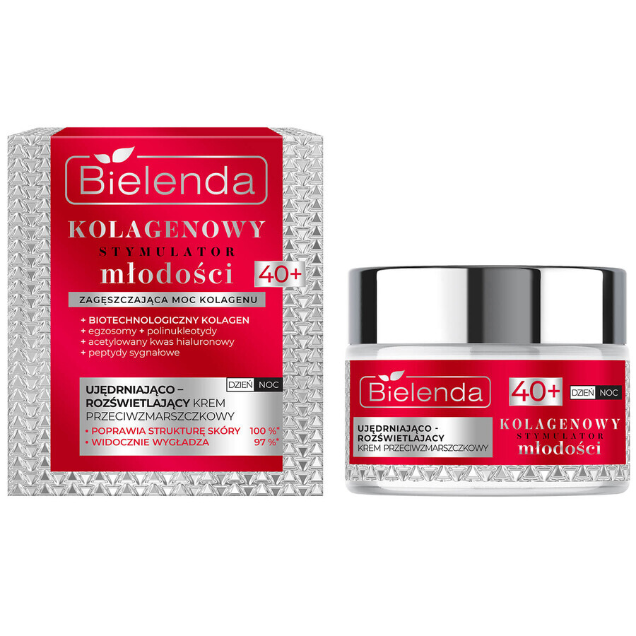 Bielenda Collagen Youth Stimulator 40+, crema antirughe rassodante e ricostituente, 50 ml