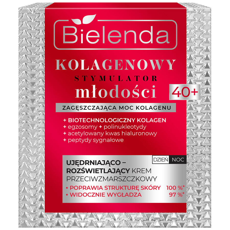 Bielenda Collagen Youth Stimulator 40+, crema antirughe rassodante e ricostituente, 50 ml