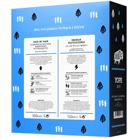 Yope Men's Set, Cleansing Energy Gesichtsreinigungsgel, 150ml + Save my Hair Haarausfall Shampoo, 300ml