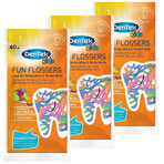 DenTek Kids Fun Flosser set, cepillos de seda dental para niños, 3 x 40 piezas DenTek Kids Fun Flosser set, cepillos de seda dental para niños, 3 x 40 piezas