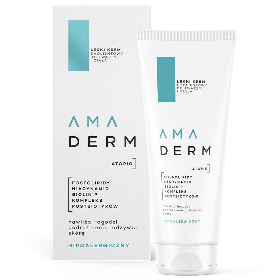 Amaderm Atopic, light emollient face and body cream, 200 ml