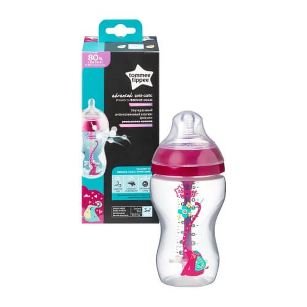 Anti-colic bottle +3 months with temperature sensor, 340 ml, Tommee Tippee