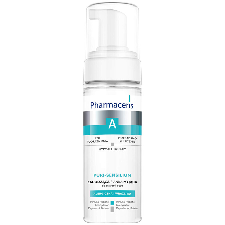 Pharmaceris A Puri-Sensilium, beruhigender Reinigungsschaum für Gesicht und Augen, allergische und empfindliche Haut, 150 ml + Hyaluro-Sensibio, intensiv feuchtigkeitsspendendes Serum, 4 ml gratis