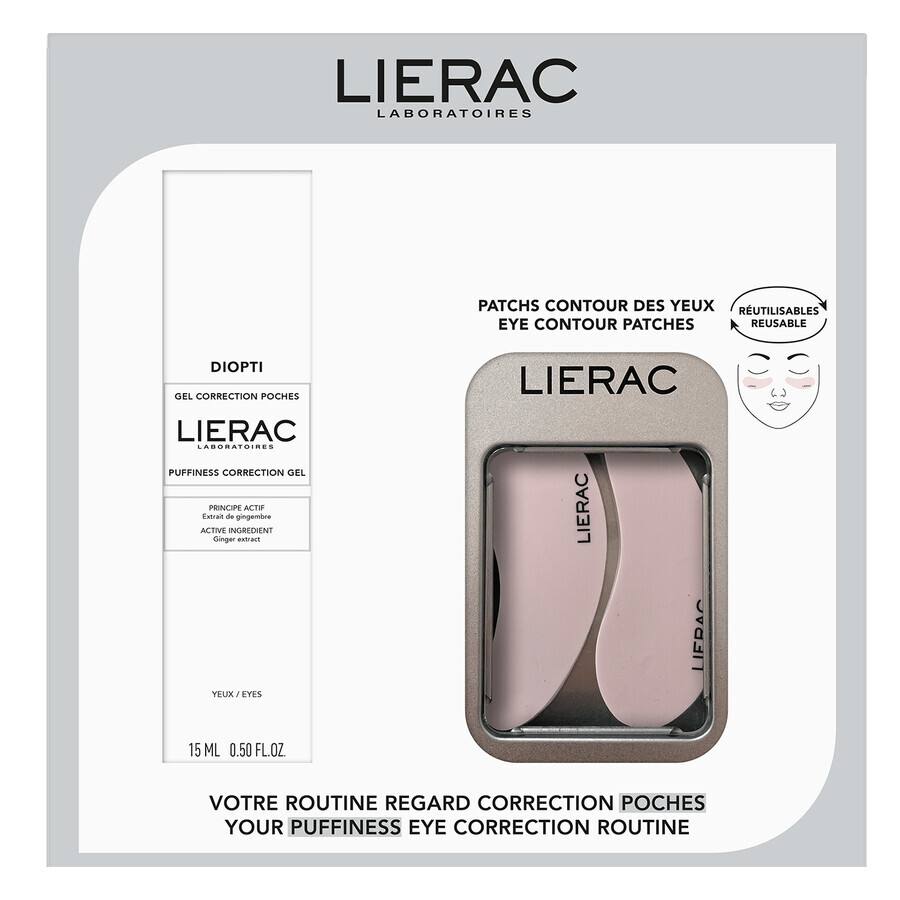 Set Lierac Dioptipoche, oogcrème tegen donkere kringen, 15 ml + oogpads, 2 stuks