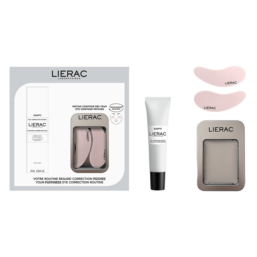 Set Lierac Dioptipoche, oogcrème tegen donkere kringen, 15 ml + oogpads, 2 stuks