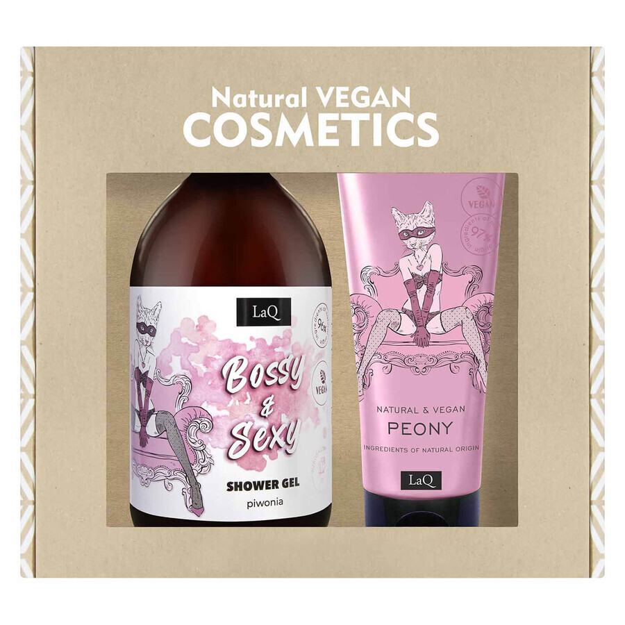 LaQ Peony Set, Duschgel 500 ml + Körperlotion 200 ml