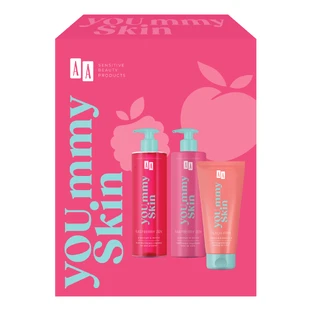 AA You.mmy Skin set, crème pour le corps 400 ml + gel douche avec huile 400 ml + gommage 200 ml