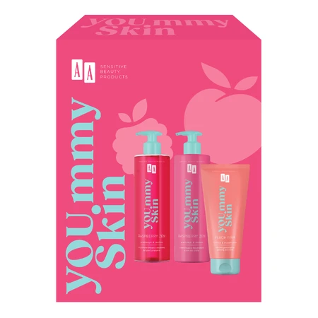 AA You.mmy Skin set, crème pour le corps 400 ml + gel douche avec huile 400 ml + gommage 200 ml