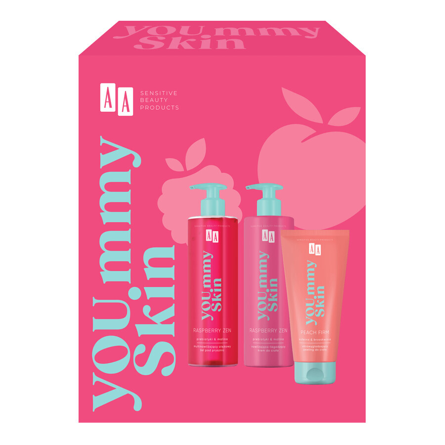 AA You.mmy Skin set, lichaamscrème 400 ml + douchegel met olie 400 ml + bodyscrub 200 ml