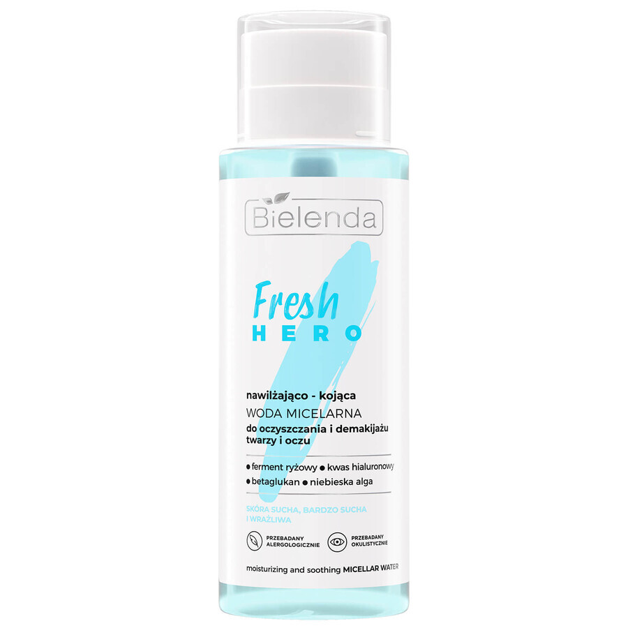 Bielenda Fresh Hero, hydraterend en verzachtend micellair water voor het reinigen en reinigen van gezicht en ogen, 400 ml