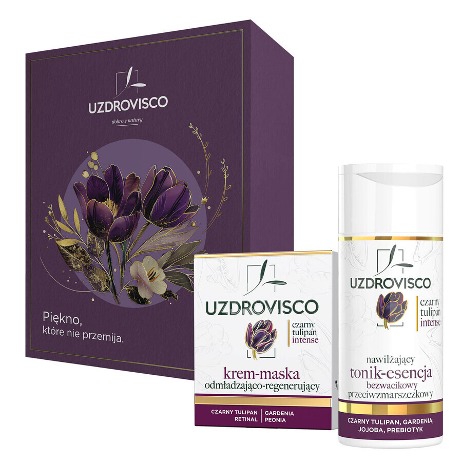 Uzdrovisco Beauty that never fades Black Tulip Intense Set, mask-cream, 50 ml + toning essence, 150 ml