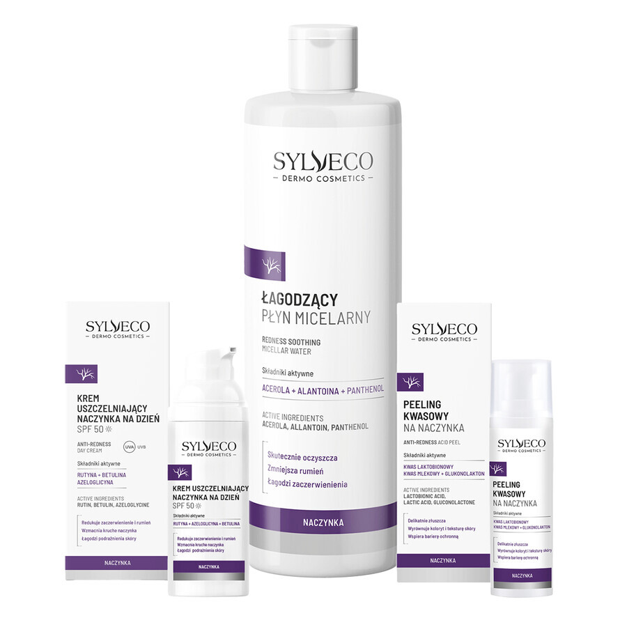 Sylveco Dermo Naczynka Set, Haarsäurepeeling, 30 ml + haarversiegelnde Tagescreme, SPF 50, 50 ml + Mizellenlotion, 400 ml für 1 Penny