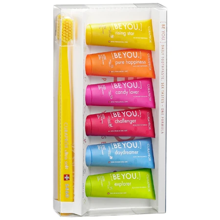 Set Curaprox Be You Six-Taste-Pack, mini toothpaste, 6 pieces + toothbrush CS 5460, 1 pc