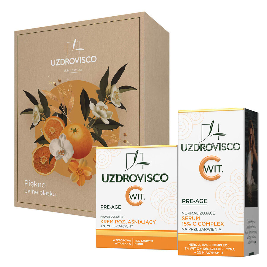Uzdrovisco Glowing Beauty Kit Pre Age, brightening cream, 50 ml + complex C 15% serum, 30 ml