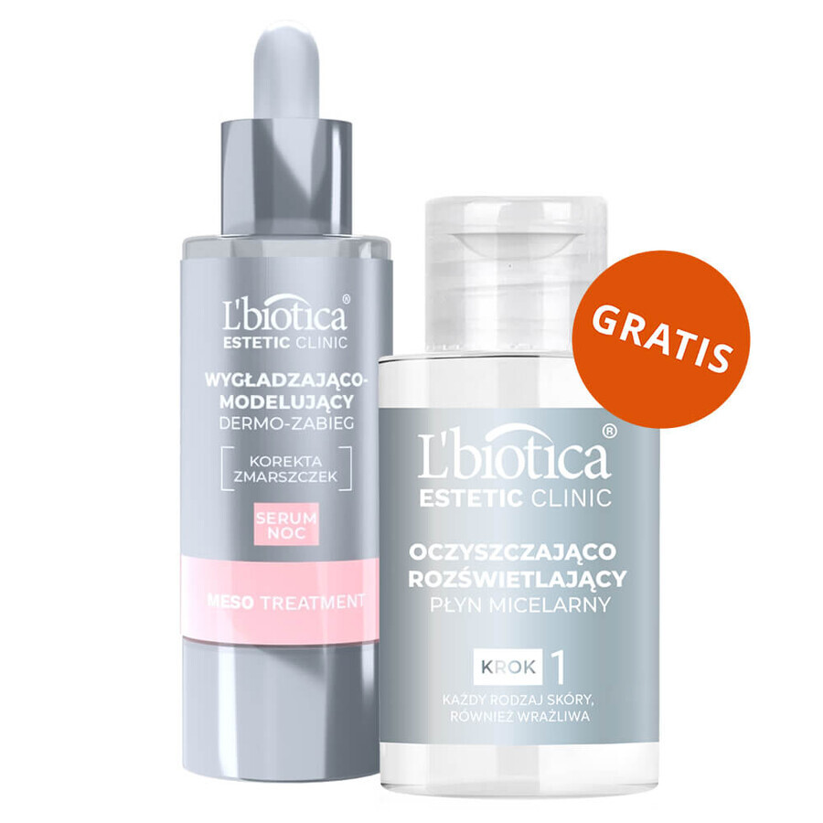 L'Biotica Aesthetic Clinic Meso, smoothing and reshaping night dermo-treatment, 30 ml + micellar cleansing and brightening lotion, 50 ml free