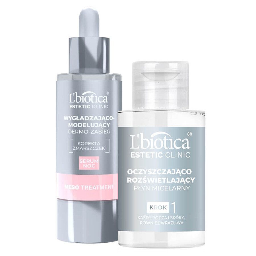 L'Biotica Aesthetic Clinic Meso, smoothing and reshaping night dermo-treatment, 30 ml + micellar cleansing and brightening lotion, 50 ml free