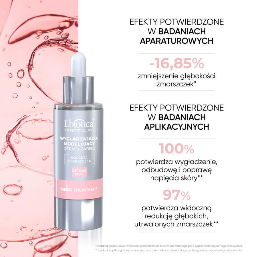L'Biotica Aesthetic Clinic Meso, smoothing and reshaping night dermo-treatment, 30 ml + micellar cleansing and brightening lotion, 50 ml free