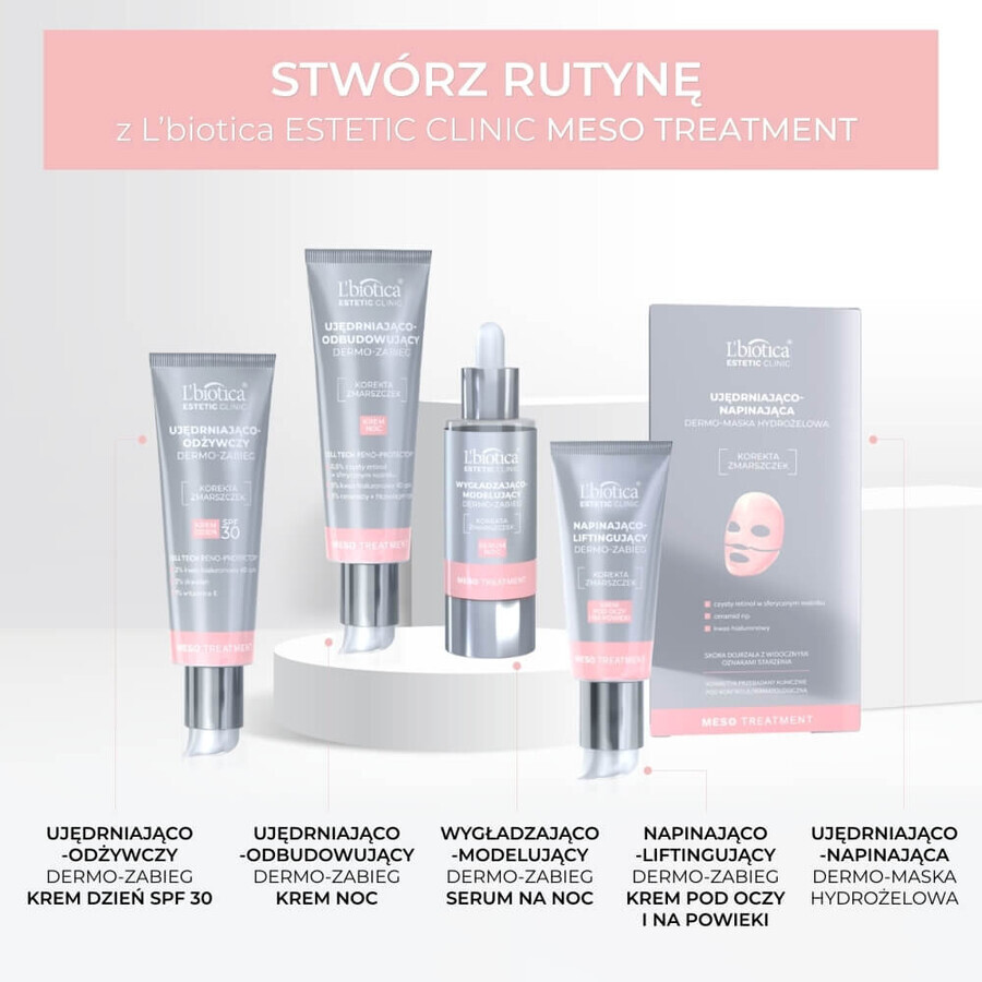 L'Biotica Aesthetic Clinic Meso, smoothing and reshaping night dermo-treatment, 30 ml + micellar cleansing and brightening lotion, 50 ml free