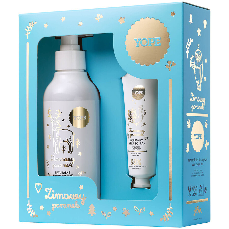 Yope Winter Ochtend set, zeep, 300 ml + handcrème, 50 ml GEBROKEN VERPAKKING