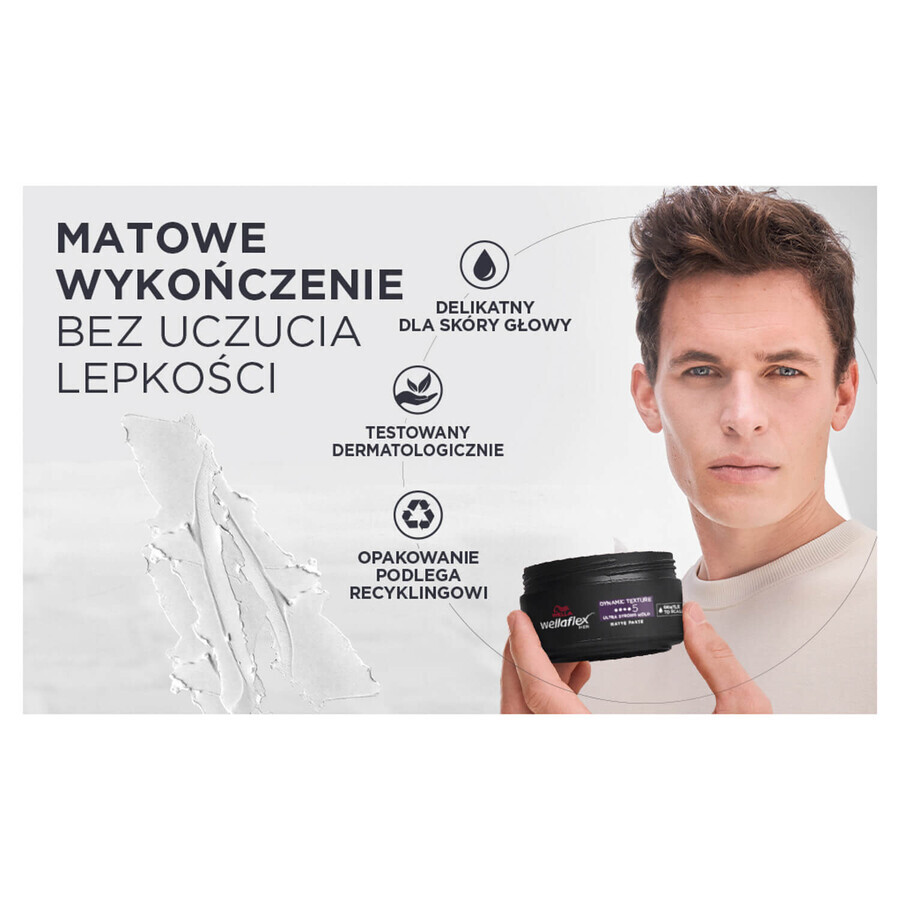 Set Wella Wellaflex Men, matt styling paste, ultra strong hold, 75 ml + Full Boost thickening gel, 150 ml