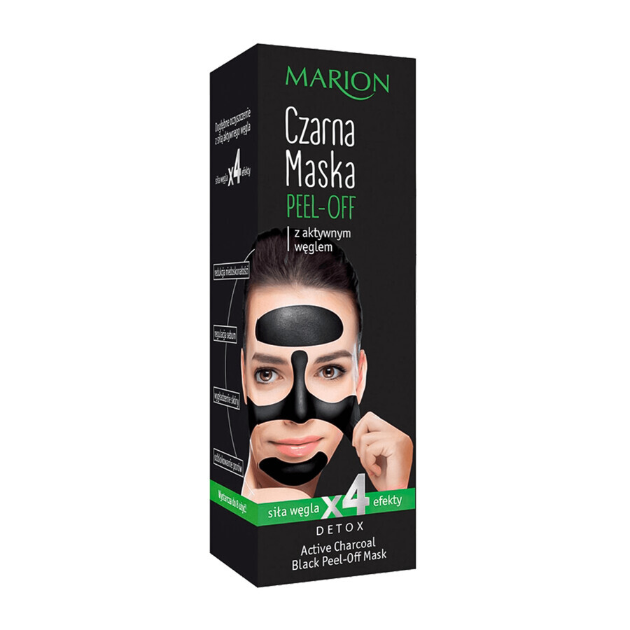Marion Peel Off, black peel-off face mask with activated charcoal, 25 g + Maracuja & Mango protective hand cream, 50 ml free