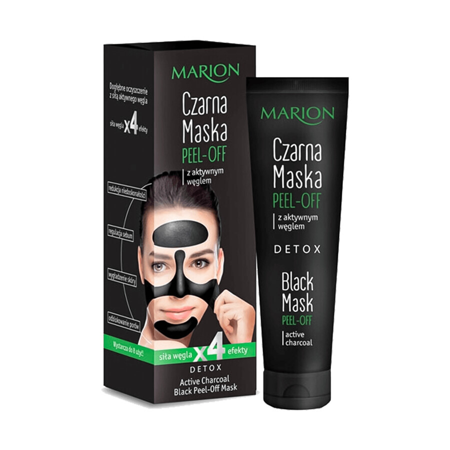 Marion Peel Off, black peel-off face mask with activated charcoal, 25 g + Maracuja & Mango protective hand cream, 50 ml free