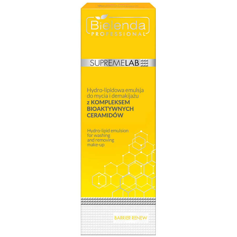 Bielenda Professional SupremeLAB Barrier Renew, émulsion nettoyante et démaquillante hydro-lipidique avec complexe de céramides bioactifs, 200 ml