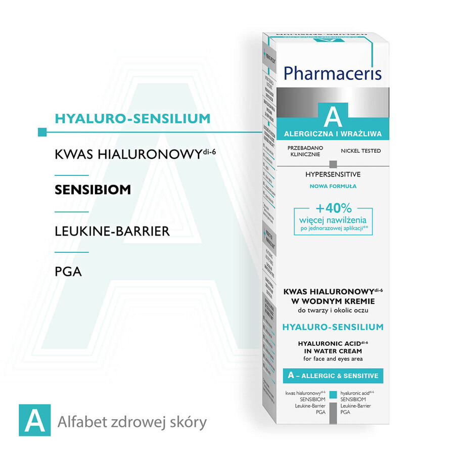 Pharmaceris Hyaluro-Sensilium hyaluronic acid cream in water for face and eye area, 40 ml + Hyaluro-Sensibio intense moisturizing serum, 4 ml free of charge