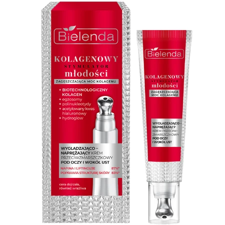 Bielenda Collagen Youth Stimulator, glättende und straffende Creme gegen Falten unter den Augen und um die Lippen, 15 ml