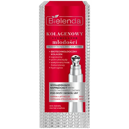 Bielenda Collagen Youth Stimulator, glättende und straffende Creme gegen Falten unter den Augen und um die Lippen, 15 ml