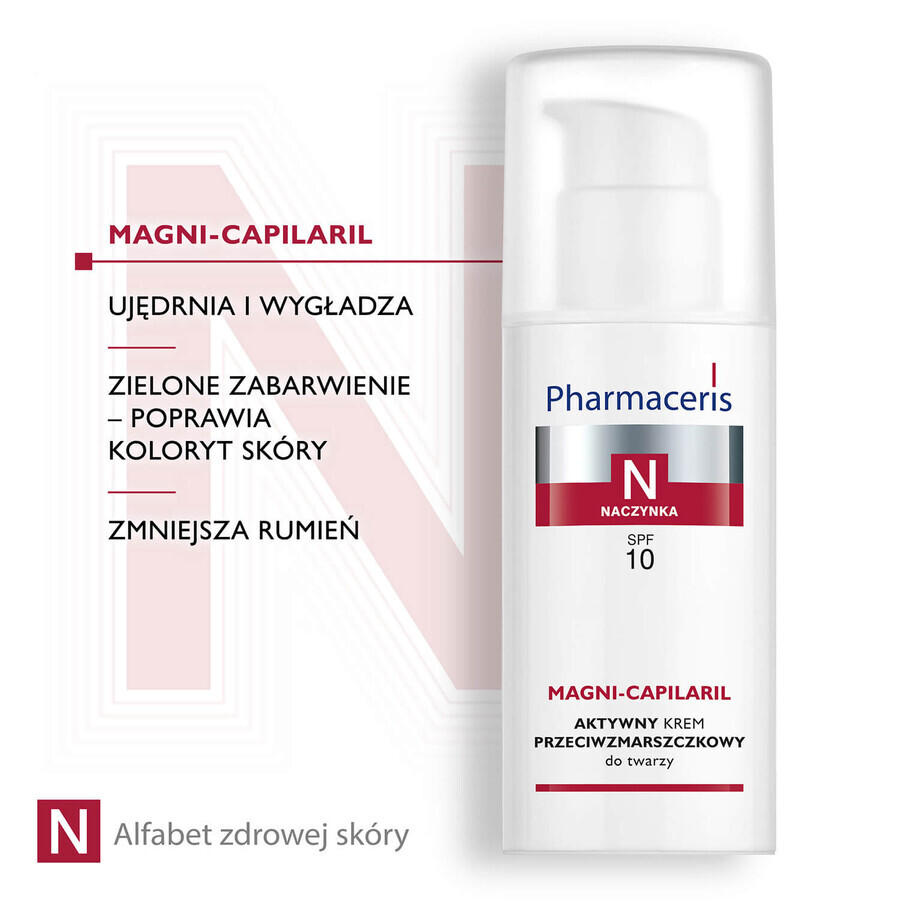 Pharmaceris N Magni-Capilaril, active anti-wrinkle face cream, SPF 10, 50 ml + vitamin C concentrate 1200 mg, fortifying and smoothing, 5 ml free of charge