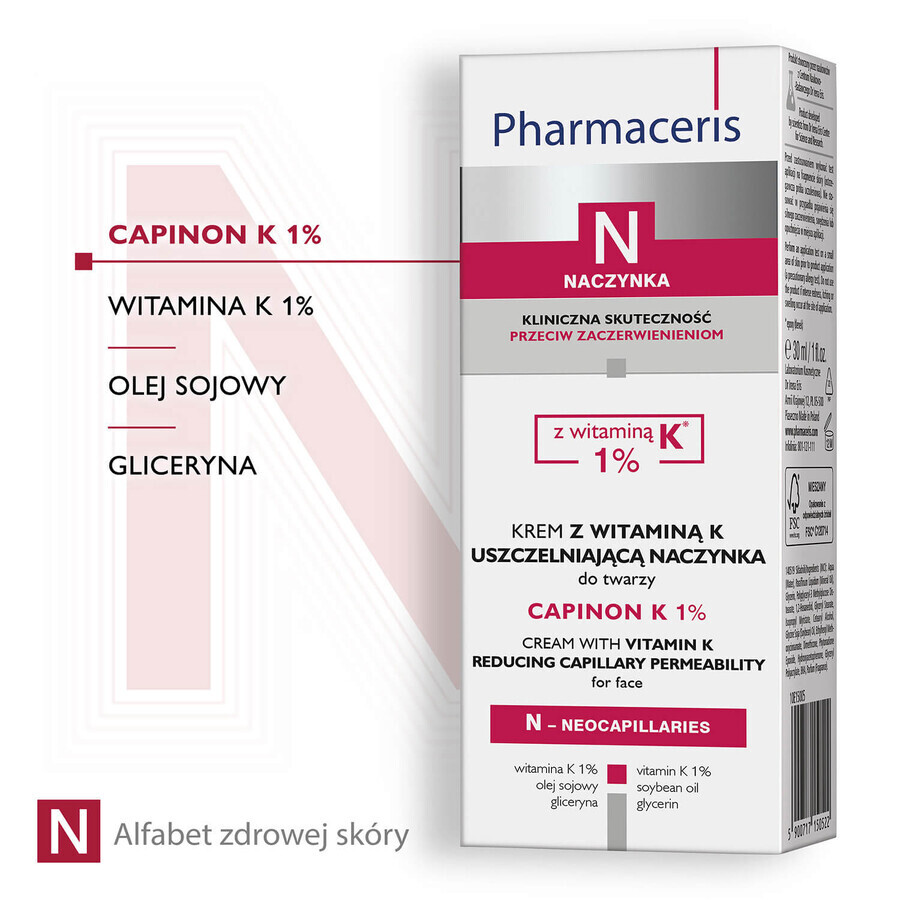 Pharmaceris N Capinon K 1%, vitamin K cream for vascular sealing, 30 ml + vitamin C concentrate 1200 mg, hardening and smoothing, 5 ml free of charge